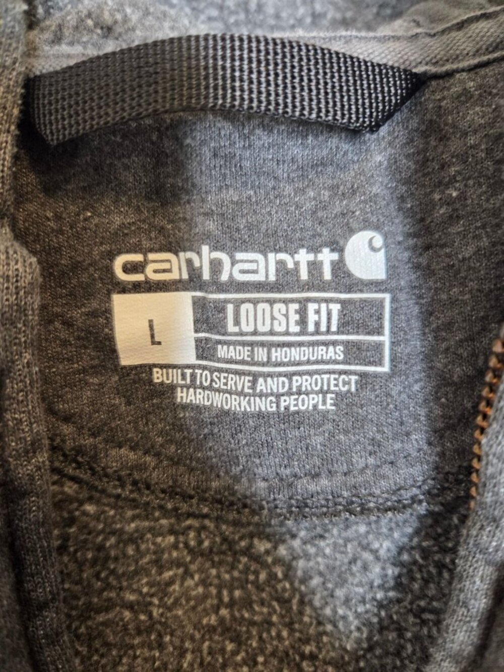 Mens Carhartt Gray Full Zip Hoodie Loose Fit L Cotton Blend Comfort Heavy Soft - Picture 2 of 8
